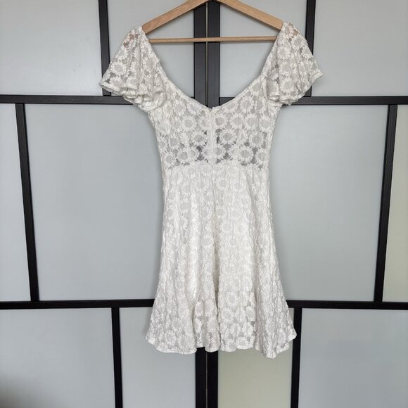 Angel Biba Milkmaid Babydoll Dress Size Medium White Coquette Floral Angelcore - Picture 13 of 15